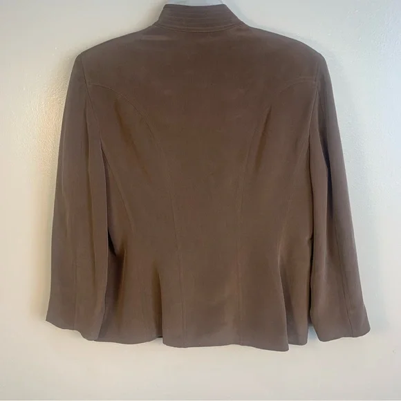 Jones New York 100% Silk Blazer Jacket Mocha Brown - Picture 6 of 12